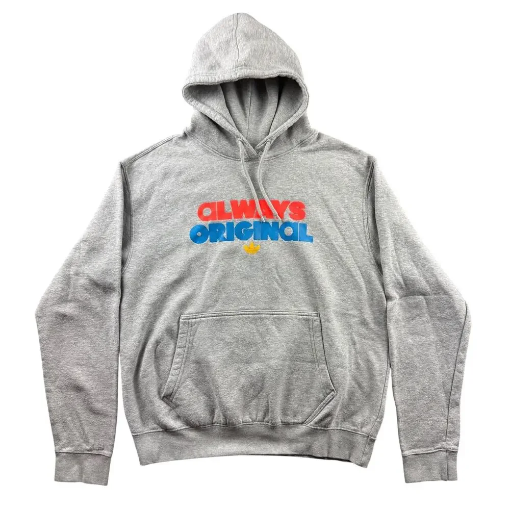 Adidas Always Original Hoodie Sweatshirt Mens Size Large Gray Fleece Long Sleeve